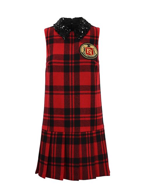 Abito in lana tartan con patch logo Elisabetta Franchi | AB73147E2CX6